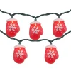 Northlight 10 Count Red Snowflake Mitten Christmas Light Set, 7.5Ft Green Wire