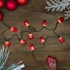 Northlight 10 Count Red Snowflake Mitten Christmas Light Set, 7.5Ft Green Wire