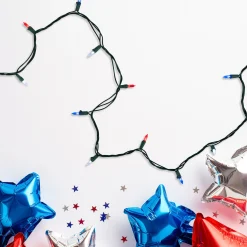 Northlight 100 Count Red, White And Blue Led 4Th Of July String Lights, 32.75 Ft Green Wire