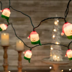 Northlight 10 Count Snowman Heads With Scarves Christmas Light Set, 7.5Ft Green Wire