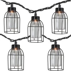 Dennis East 10 Count Vintage Style Edison Cage Novelty String Lights, 6.5 Ft Black Wire
