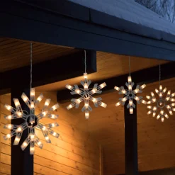 Northlight 150 Count White Snowflake Icicle Christmas Lights, 8.5 Ft White Wire