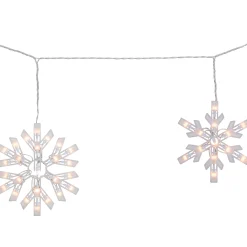 Northlight 150 Count White Snowflake Icicle Christmas Lights, 8.5 Ft White Wire