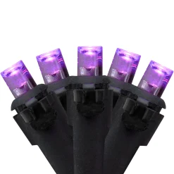 Northlight 50 Count Wide Angle Purple Led Christmas Lights, 16 Ft Black Wire