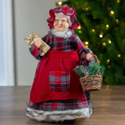 Santa Figures*Northlight 16" Country Mrs Claus With Basket And Gift Christmas Figure