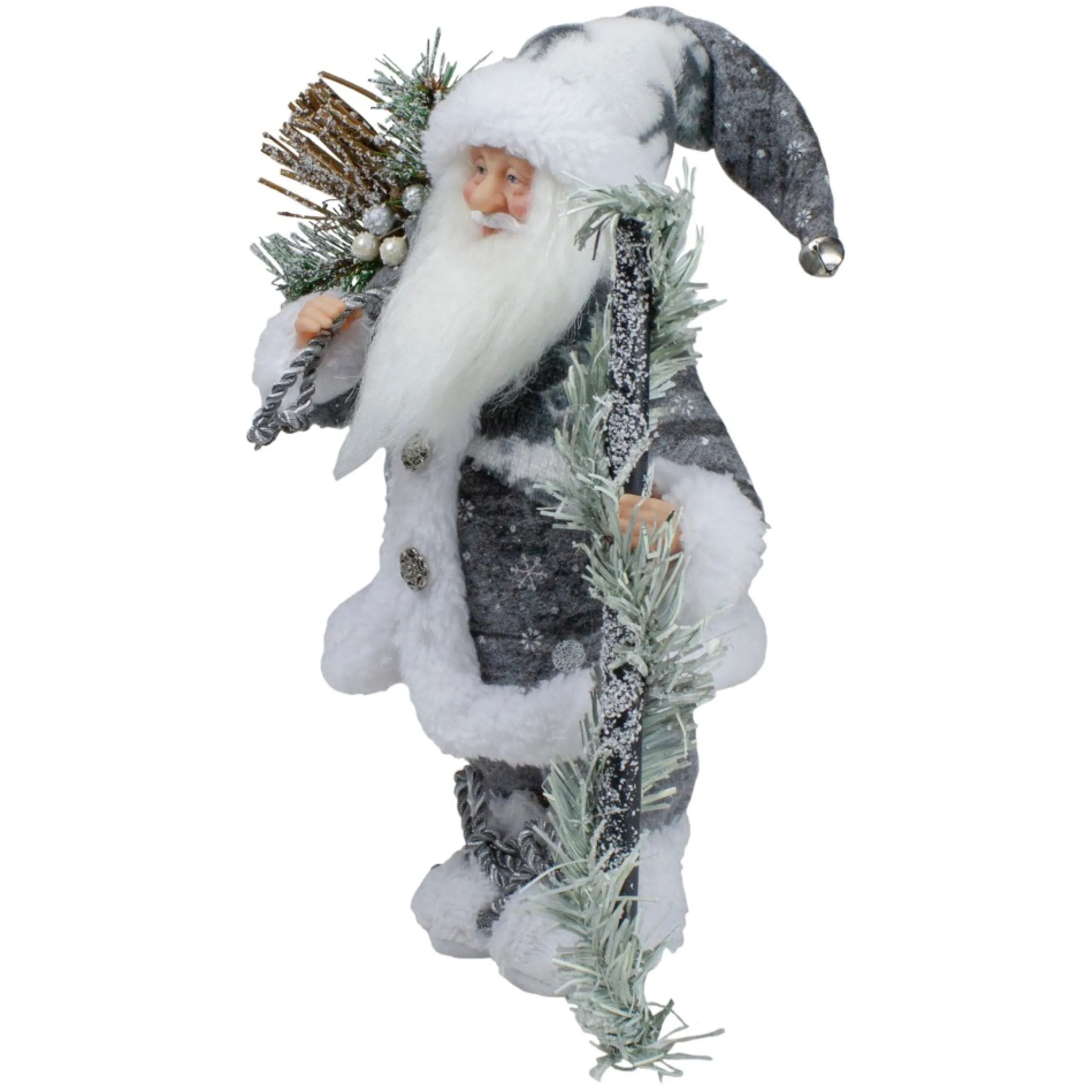 Santa Figures*Northlight 12" Country Patchwork Gray And White Santa Claus Christmas Figure