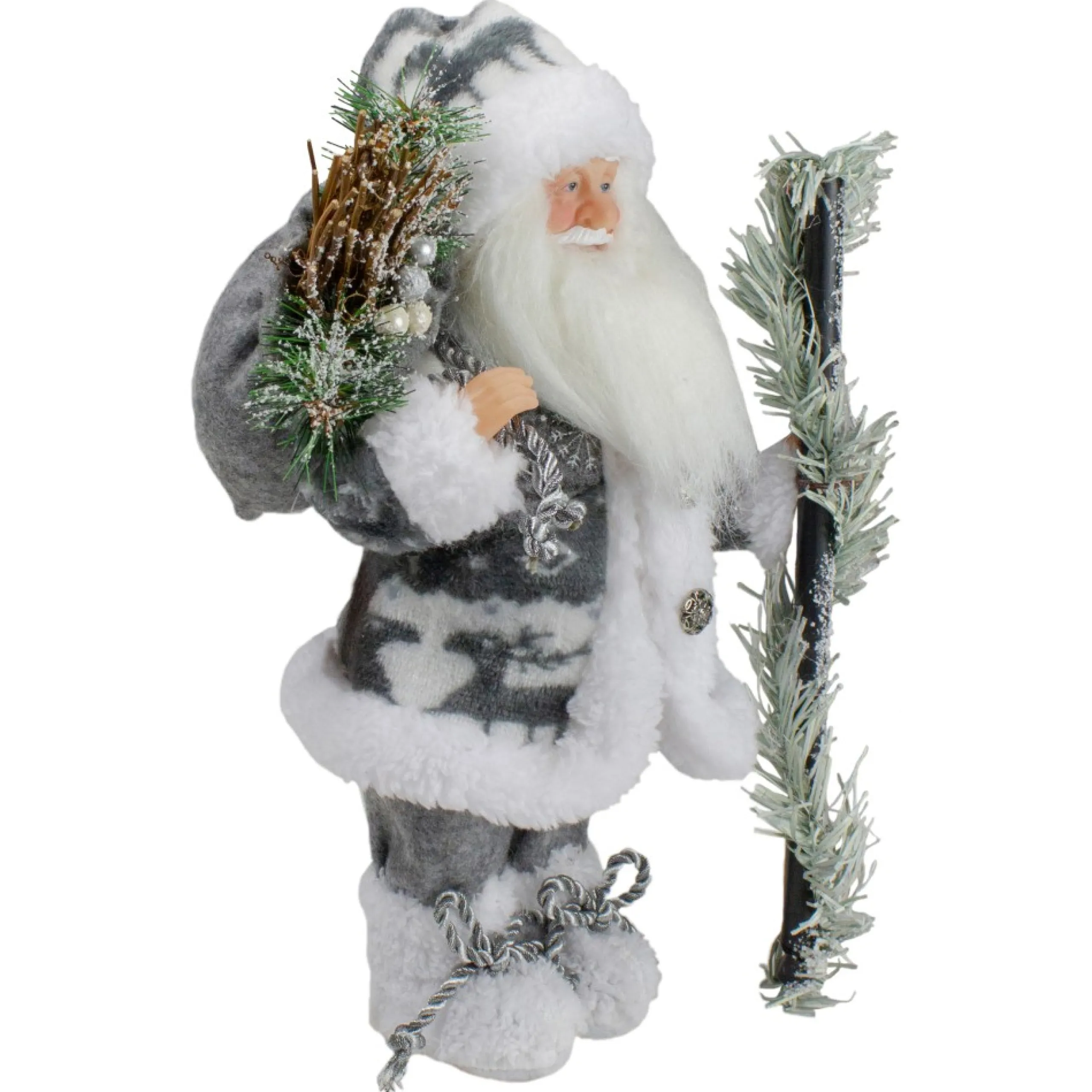 Santa Figures*Northlight 12" Country Patchwork Gray And White Santa Claus Christmas Figure