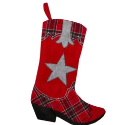 Stockings*Northlight 18.5" Country Rustic Red And Black Plaid Cowboy Boot Christmas Stocking
