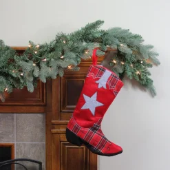 Stockings*Northlight 18.5" Country Rustic Red And Black Plaid Cowboy Boot Christmas Stocking