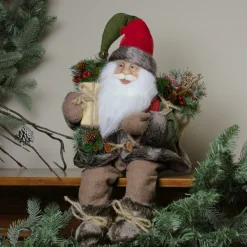 Santa Figures*Northlight 16" Country Rustic Santa Claus With Snowflake Jacket Sitting Christmas Figure