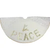 48 Inch And Smaller*Northlight 48" Cream And Gold Peace And Reindeer Christmas Tree Skirt