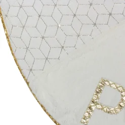 48 Inch And Smaller*Northlight 48" Cream And Gold Peace And Reindeer Christmas Tree Skirt