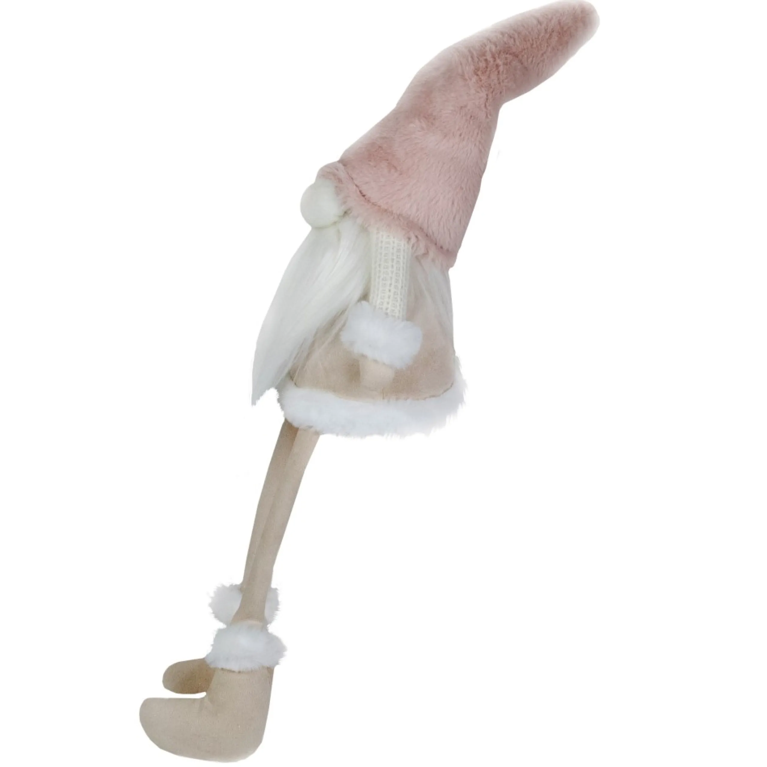 Gnomes*Northlight 24" Cream And Pink Sitting Christmas Gnome With Dangling Legs