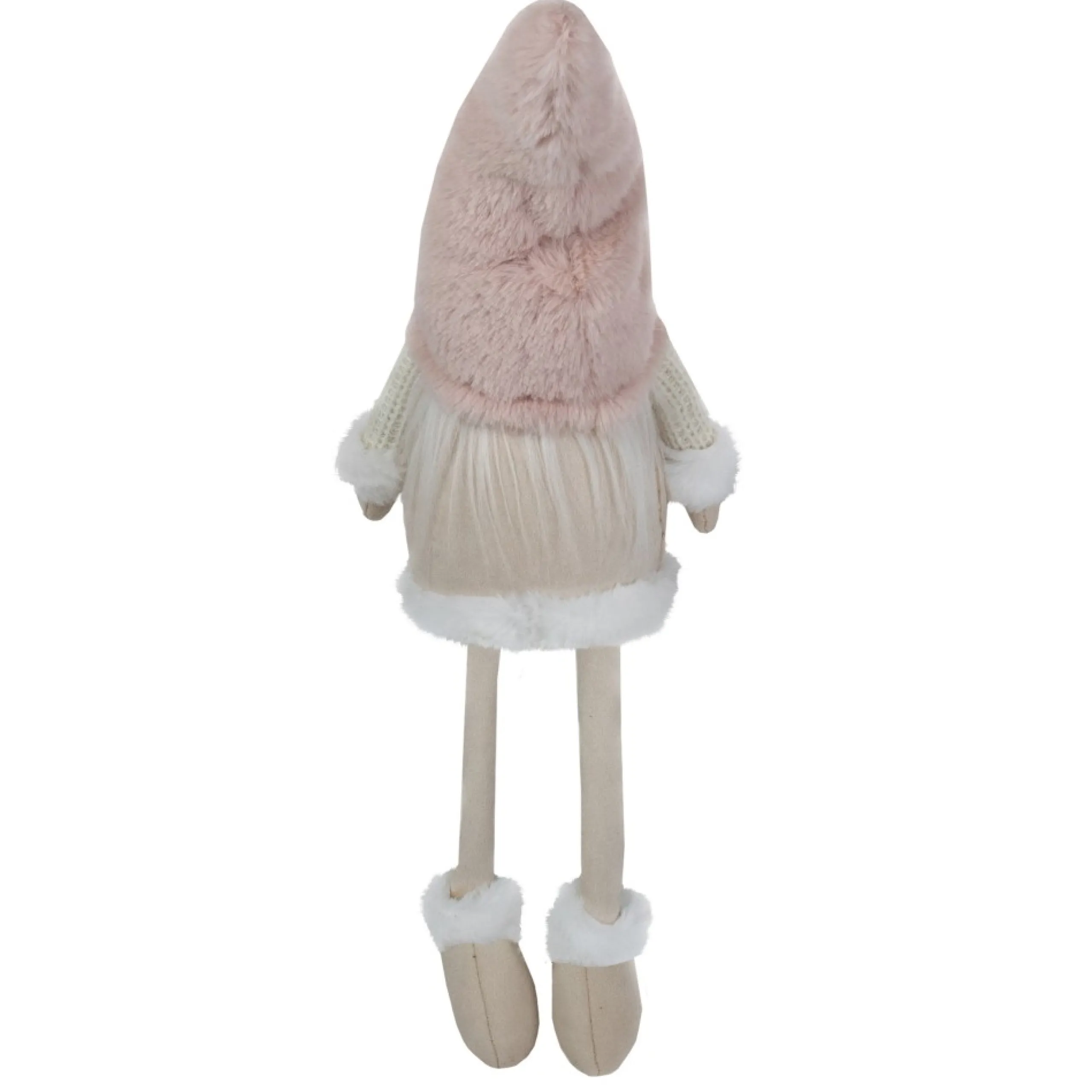 Gnomes*Northlight 24" Cream And Pink Sitting Christmas Gnome With Dangling Legs