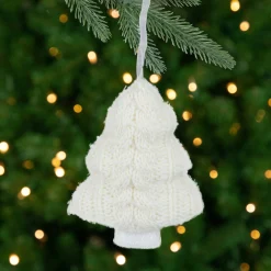 Northlight Trees & Wreaths>6" Cream Cable Knit Christmas Tree Shaped Ornament