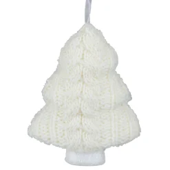 Northlight Trees & Wreaths>6" Cream Cable Knit Christmas Tree Shaped Ornament