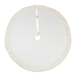 48 Inch And Smaller*Contemporary Home Living 48" Cream White Diamond Quilted Round Holiday Tree Skirt