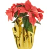 Floral*Northlight 14.5" Dark Pink Artificial Christmas Poinsettia With Gold Wrapped Base