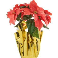 Floral*Northlight 14.5" Dark Pink Artificial Christmas Poinsettia With Gold Wrapped Base