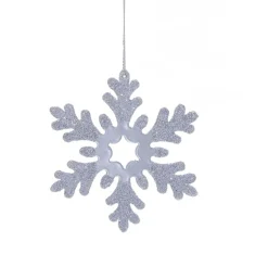 KSA Snowflakes>4" Decorative Metal Silver Snowflake With Large Star Center Hanging Christmas Ornament