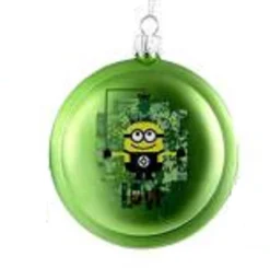 Kurt Adler Entertainment>3.5" Despicable Me Lime Green Minions Love Disc Christmas Ornament