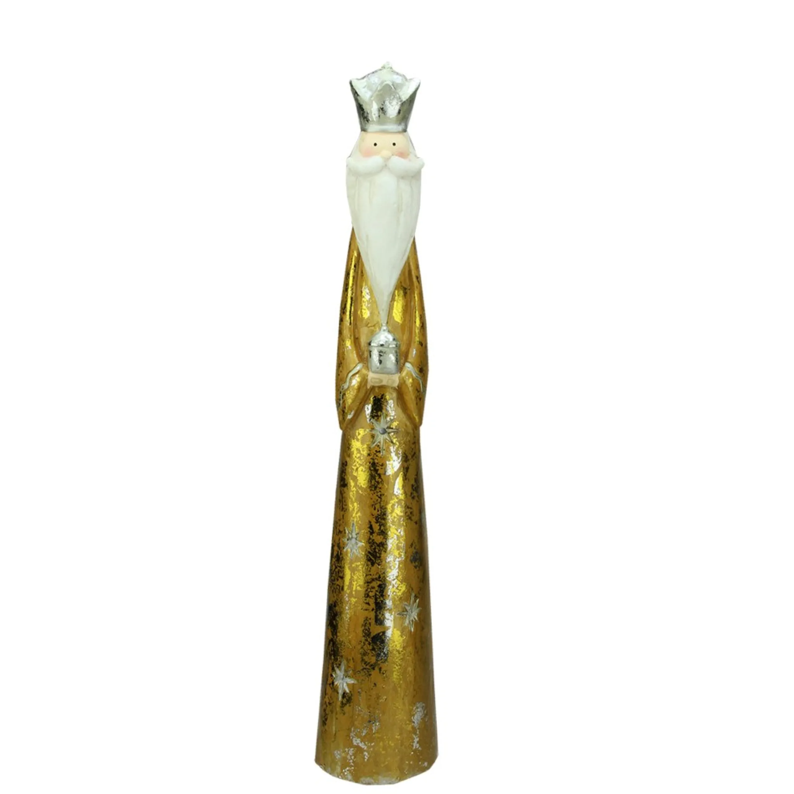 Nativities*A & B Floral 23.5" Distressed Gold And Silver King Gaspar Wise Man Christmas Natiivity Figure