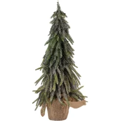 Table Top Pieces*Northlight 20" Downswpt Glittered Pine Tree In Burlap Base - Unlit