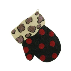 Gallerie II Fashion & Beauty>4" Eclectic Leopard Print And Polka Dot Mitten Christmas Ornament