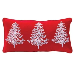 Pillows & Throws*Melrose 22.5" Embroidered Pine Tree Rectangular Christmas Throw Pillow