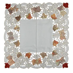 Heritage Lace 34" Fall Harvest Embroidered Leaf Square Placemat