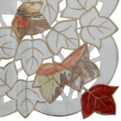 Heritage Lace 34" Fall Harvest Embroidered Leaf Square Placemat