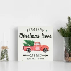 Signs & Plaques*Northlight 8" Farm Fresh Christmas Trees Wooden Wall Sign With Plaid Trim