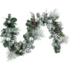 Traditional Pine Garland*Northlight 6' Flocked Pine Artificial Christmas Garland With Iridescent Ornaments, Unlit
