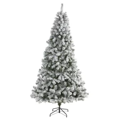 Nearly Natural Unlit Traditional Trees>8' Flocked West Virginia Fir Artificial Christmas Tree, Unlit