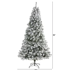 Nearly Natural Unlit Traditional Trees>8' Flocked West Virginia Fir Artificial Christmas Tree, Unlit