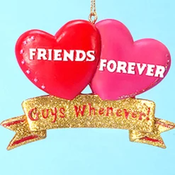 Kurt Adler Family & Friends>3.5" Friends Forever, Guys Whenever! Hearts Ornament
