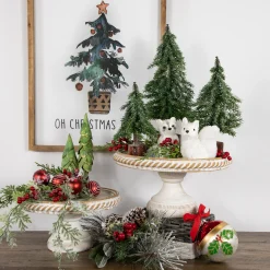 Northlight 2.5 Feet Tall And Smaller>7.5" Frosted Icy Pine Christmas Tree With Jute Base