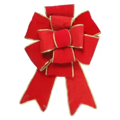 Outdoor Decorations*Northlight 40" Giant Red 3D 11-Loop Velveteen Christmas Bow With Gold Trim