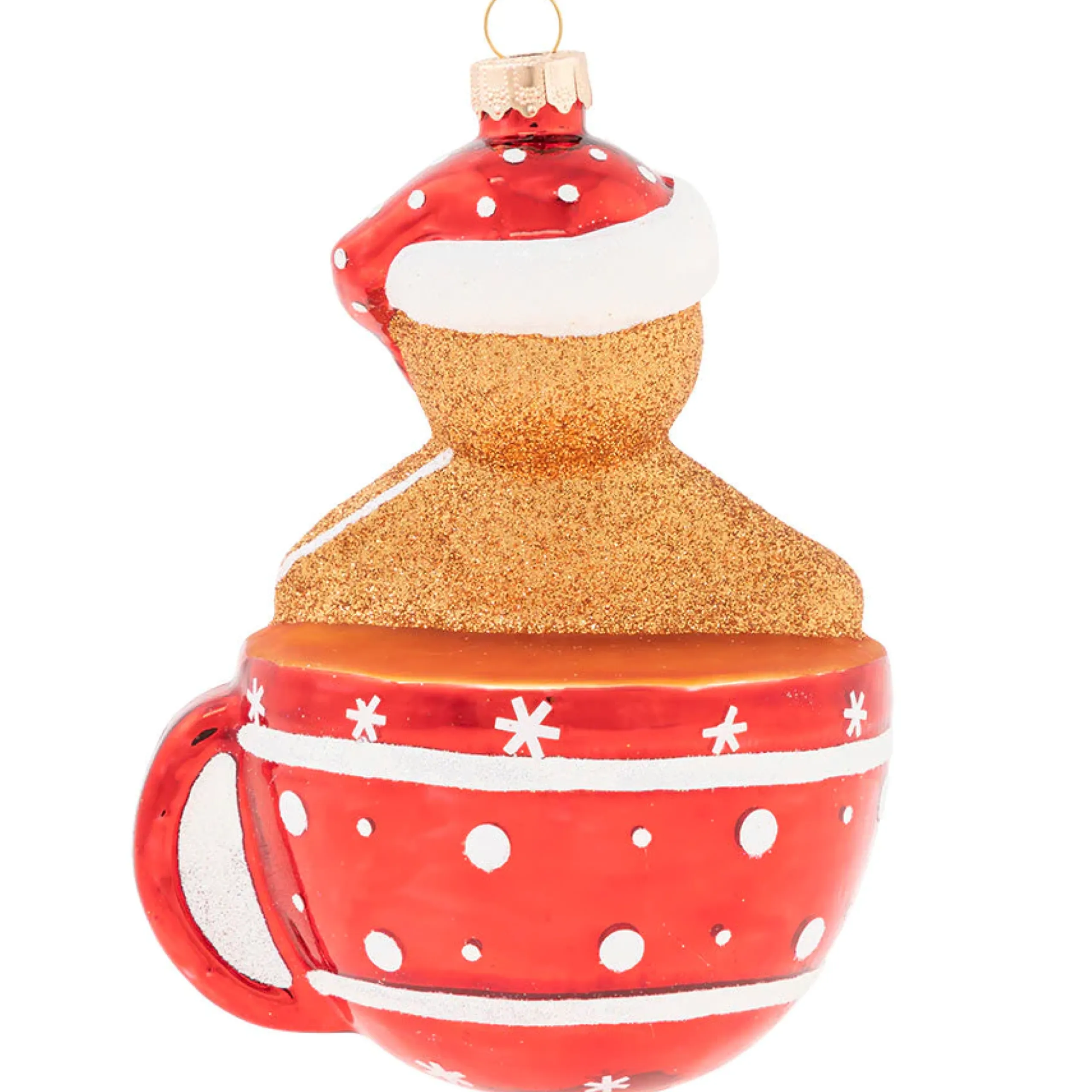 Kat + Annie Gingerbread>5" Gingerbread Man In Hot Chocolate Glass Christmas Ornament