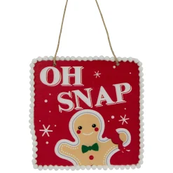 Northlight Humor>6.25" Gingerbread Man "Oh Snap" Square Christmas Ornament