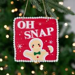 Northlight Humor>6.25" Gingerbread Man "Oh Snap" Square Christmas Ornament
