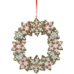 Northlight Gingerbread>4.5" Gingerbread Snowflake Wreath Christmas Ornament