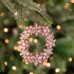 Northlight Gingerbread>4.5" Gingerbread Snowflake Wreath Christmas Ornament