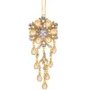 Allstate Pendants & Drops>5.5" Glamour Time Dazzling Floral Gold Pearl And Rhinestone Decorative Christmas Drop Ornament
