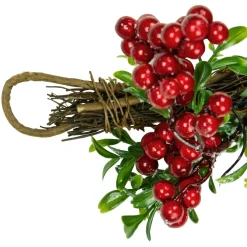 Unlit Garland*Northlight 6' Glittered Artificial Boxwood, Pine Cone And Red Berry Christmas Garland- Unlit