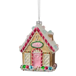 Northlight Gingerbread>4.5" Glittered Gingerbread House Glass Christmas Ornament