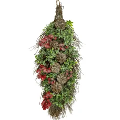 Unlit Teardrops*Northlight 28" Glittered Pine Cone And Berry Artificial Teardrop Christmas Swag - Unlit