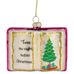 Northlight Hobbies>3.5" Glittered Twas The Night Before Christmas Glass Ornament