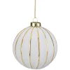 Northlight Glass Balls>4" Glittered White And Gold Striped Glass Christmas Ball Ornament