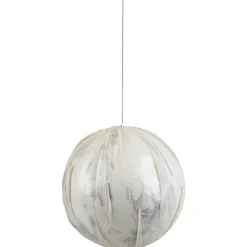 Northlight Balls>4.25" Glittered White Marbled Christmas Ball Ornament